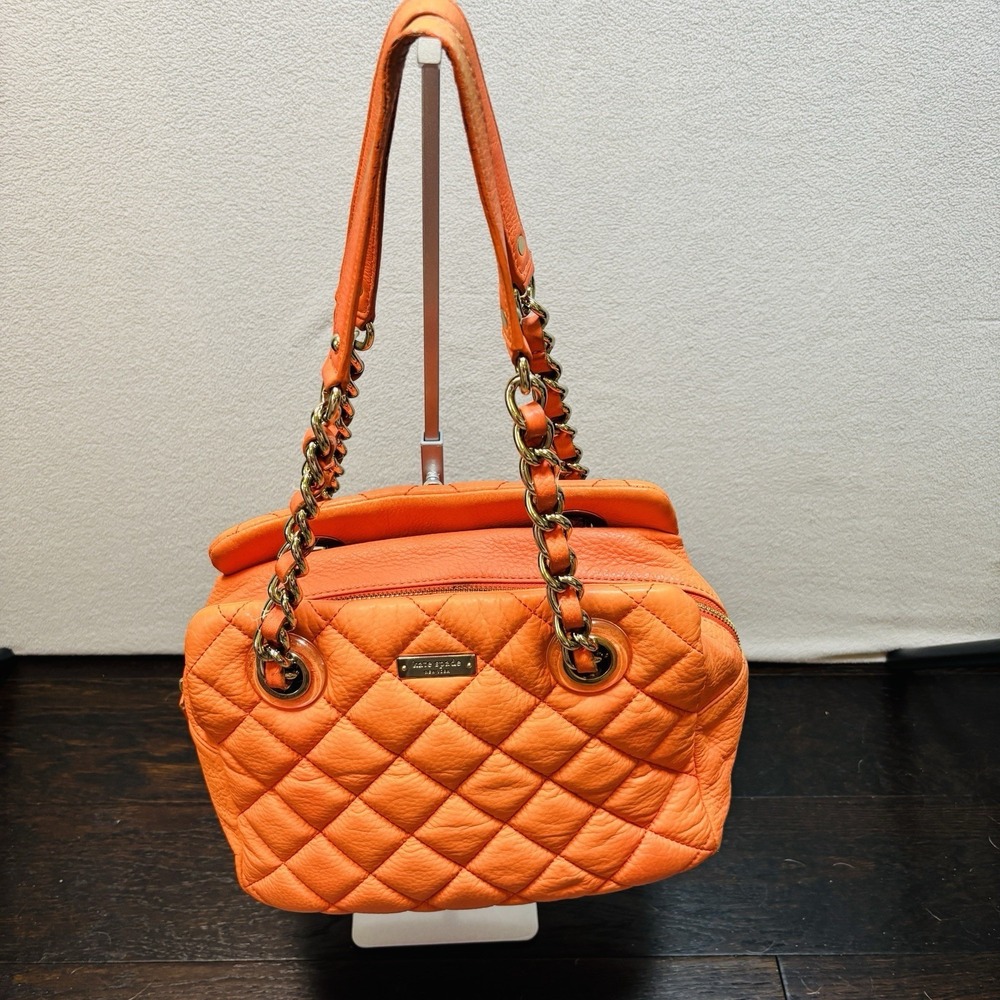 Kate Spade Gold Coast Maryanne Leather Quilted Gold Chain Strap Handbag Designer